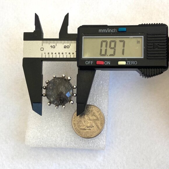 Sterling Silver 925 Large Round Faceted Tourmalated Quartz Cocktail Ring Sz 6.75 - Picture 15 of 16